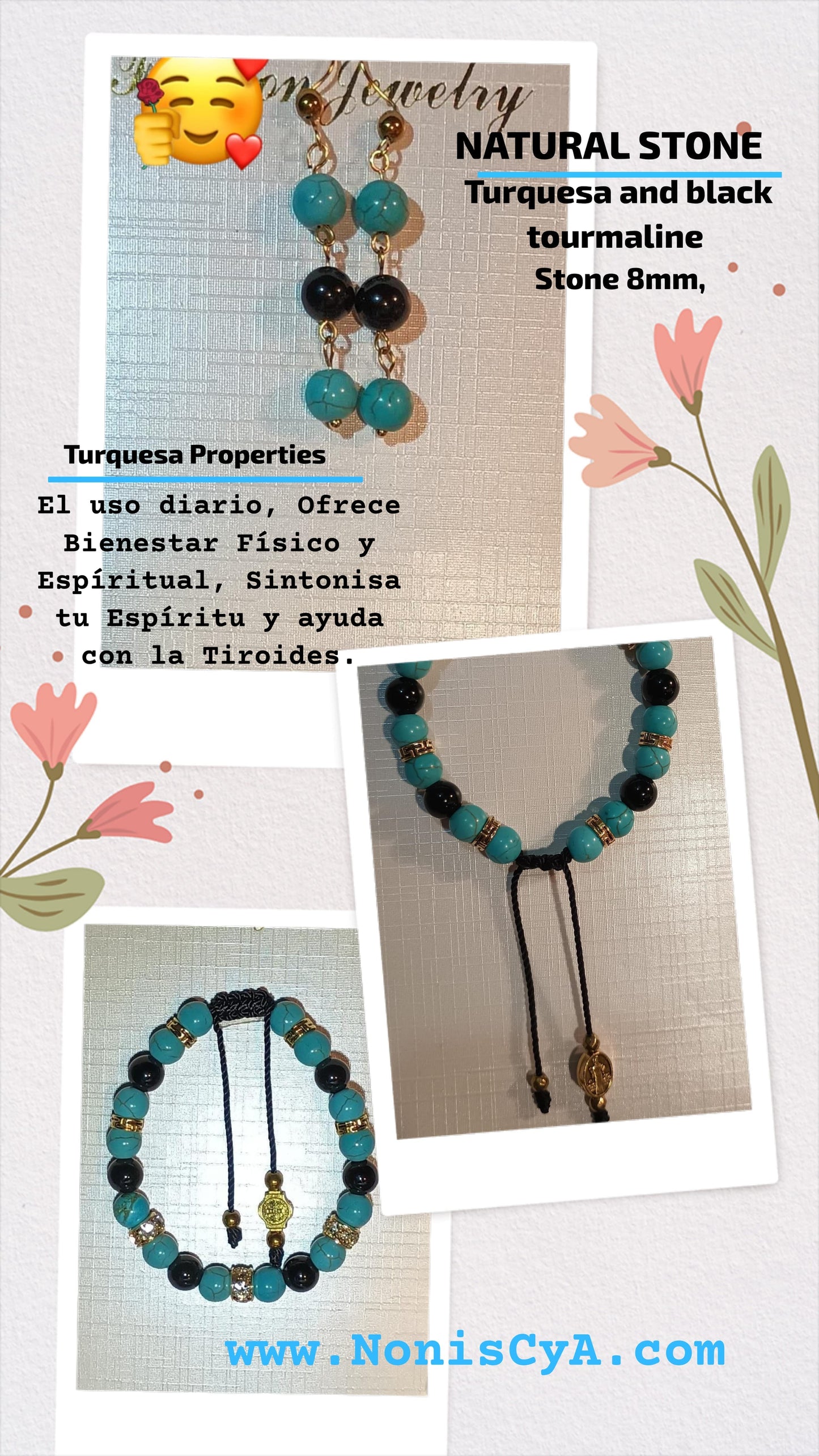 Turquesa brazalete y aretes