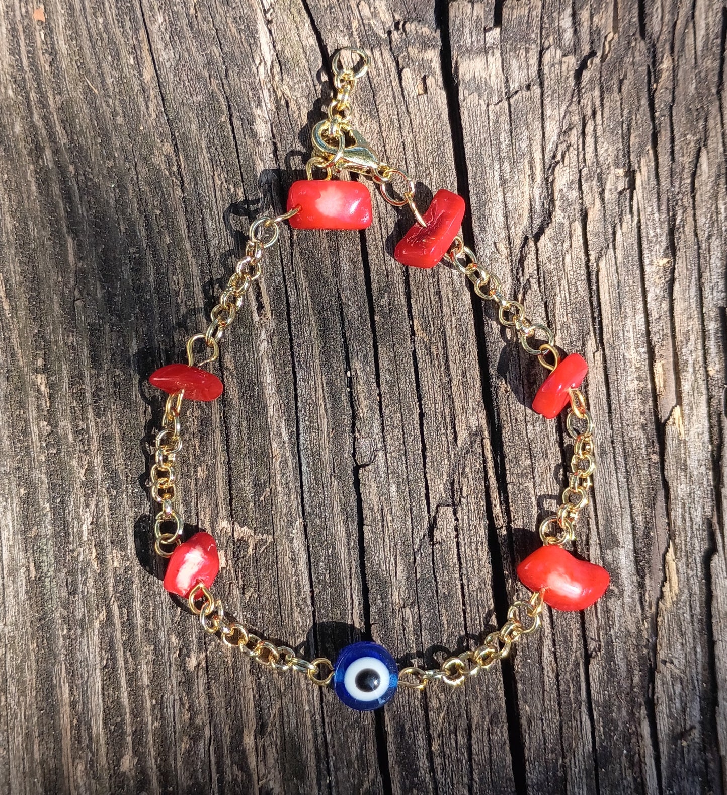 Brazalete Coral y Ojo Turco