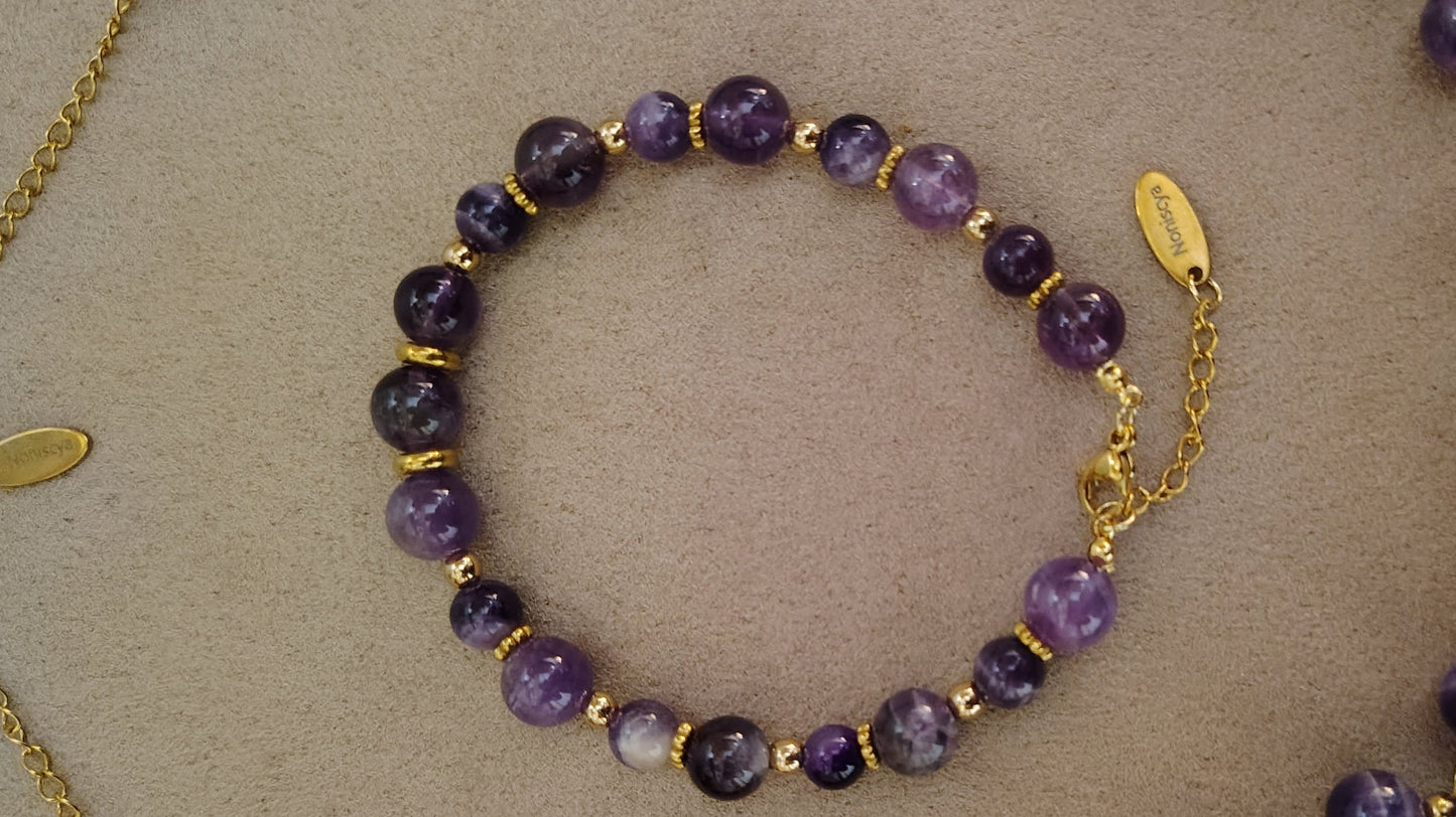 Amethyst necklace, bracelet and earrings