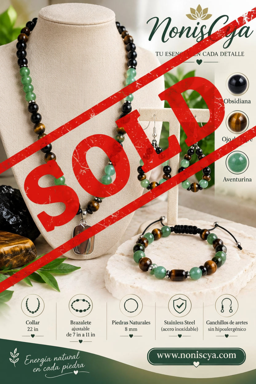 Conjunto, aretes collar y brazalete
