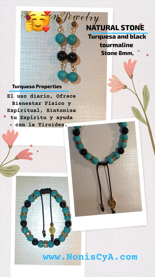 Turquesa brazalete y aretes