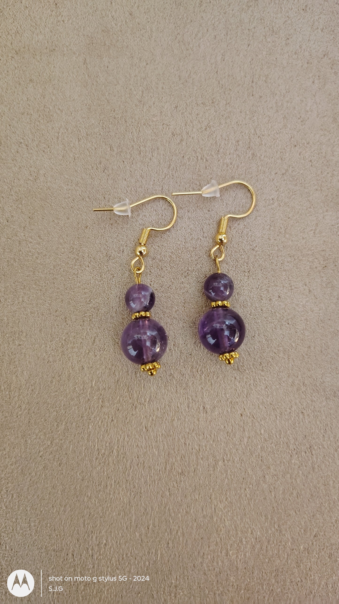 Amethyst necklace, bracelet and earrings