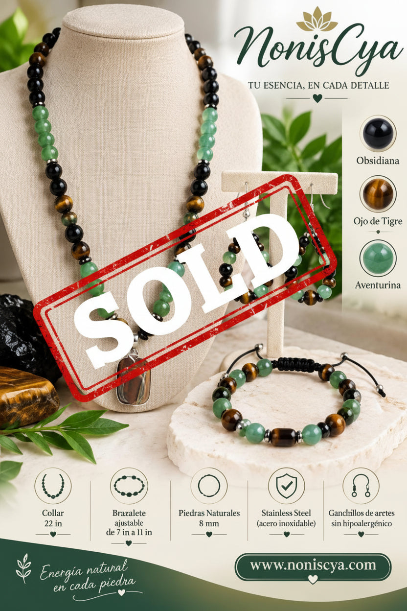 Conjunto, aretes collar y brazalete