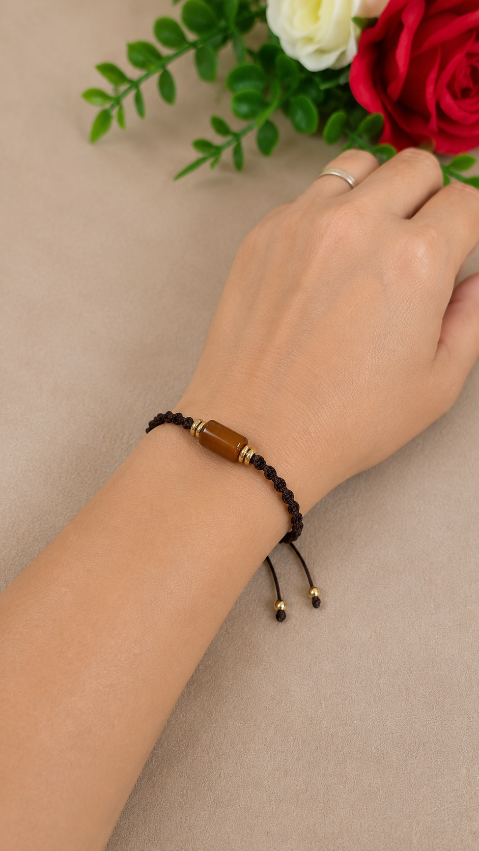 Agata en color ámbar brazalete.