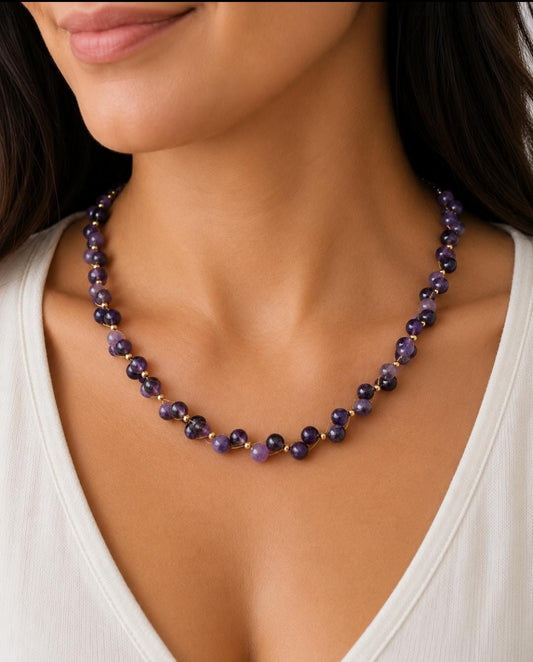 Amethyst necklace, bracelet and earrings